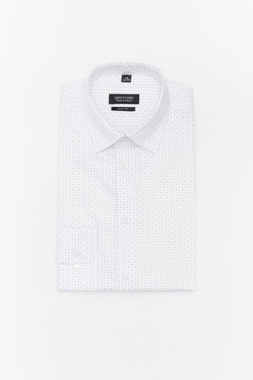 Biała koszula w drobny wzór Recman Coline 3081T slim fit