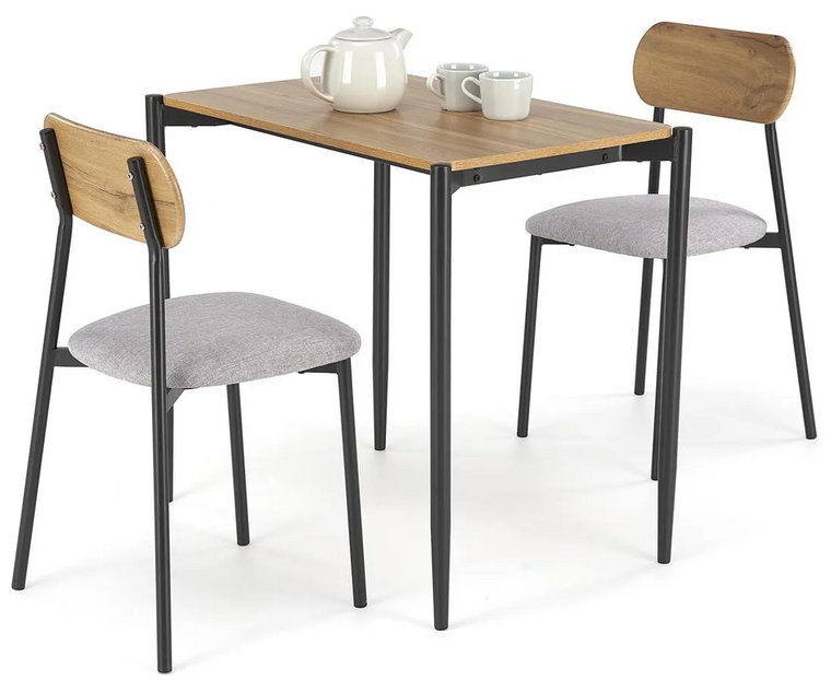 Skandynawski prostokątny stół z 2 krzesłami - Solini