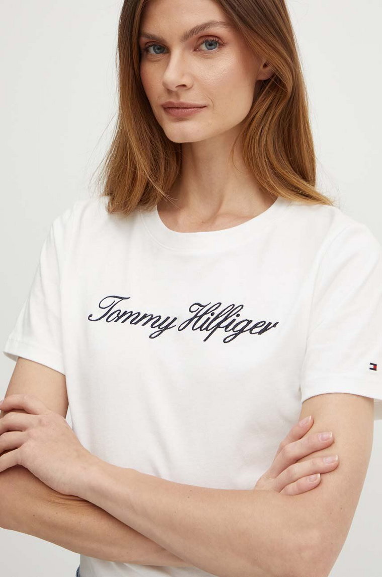 Tommy Hilfiger t-shirt bawełniany damski kolor biały WW0WW43459