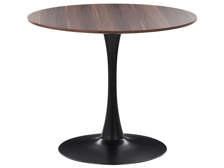 Stół do jadalni okrągły  90 cm ciemne drewno z czarnym BOCA