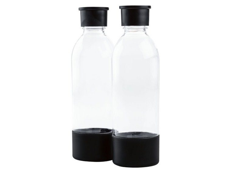 SILVERCREST 2 wymienne butelki z trytanu do automatu do robienia wody sodowej Twin Sprudler + stojak