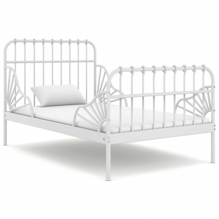 Przedłużana rama łóżka, biała, metalowa, 80x130/200 cm kod: V-324741