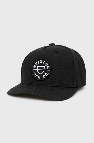 Brixton czapka z domieszką wełny kolor czarny z aplikacją