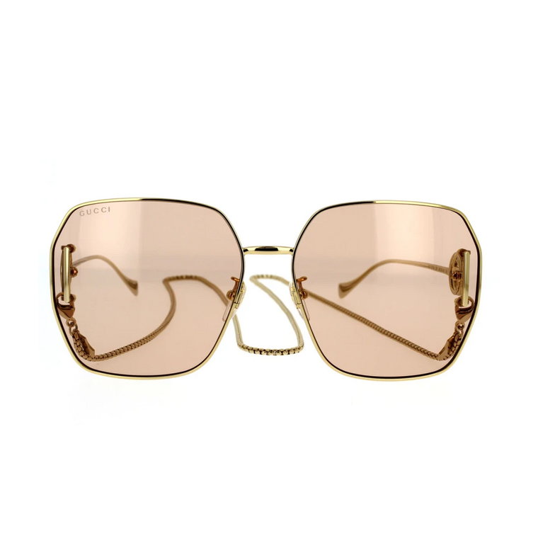 Kwadratowe, Oversizeowe Okulary Przeciwsłoneczne z Zdejmowanym Łańcuchem Gucci