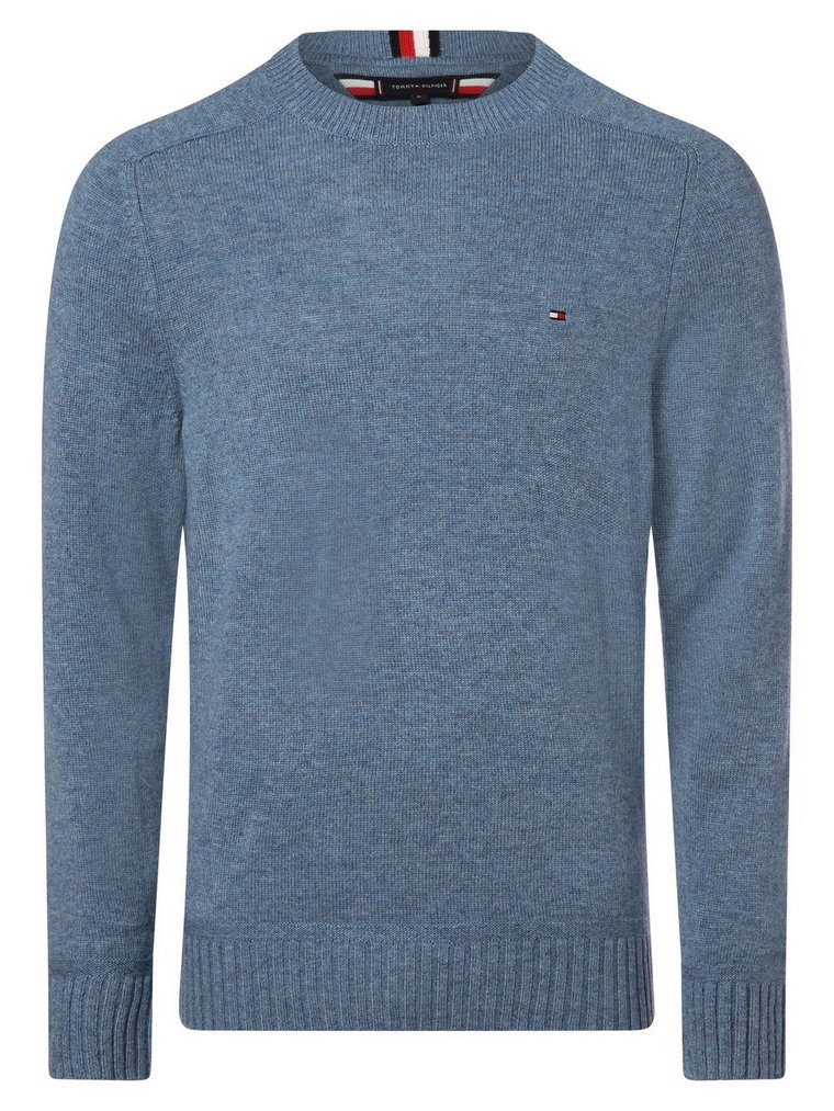 Tommy Hilfiger - Męski sweter z wełny merino, niebieski