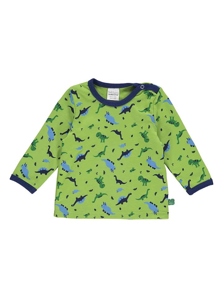 Freds World by GREEN COTTON Koszulka "Dinosaur" w kolorze zielonym