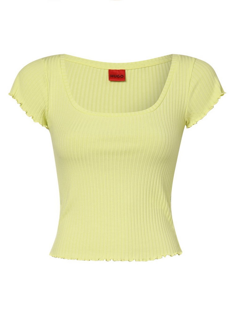 HUGO - T-shirt damski  Dalomira, żółty