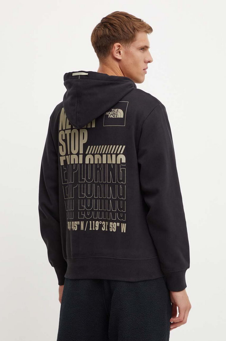 The North Face bluza bawełniana Coordinates Hoodie męska kolor czarny z kapturem z nadrukiem NF0A89D9JK31