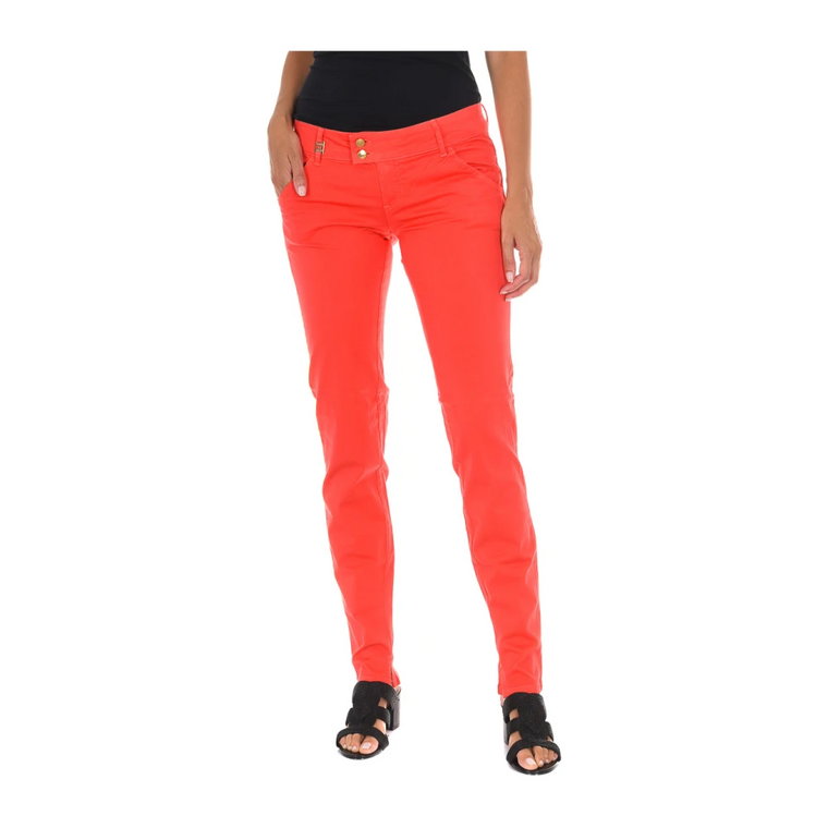 Czerwone Damskie Jeansy Slim-fit MET