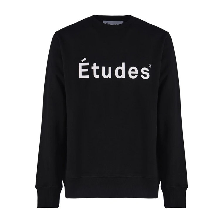 Czarny Sweter z Organicznej Bawełny z Nadrukiem Logo Études