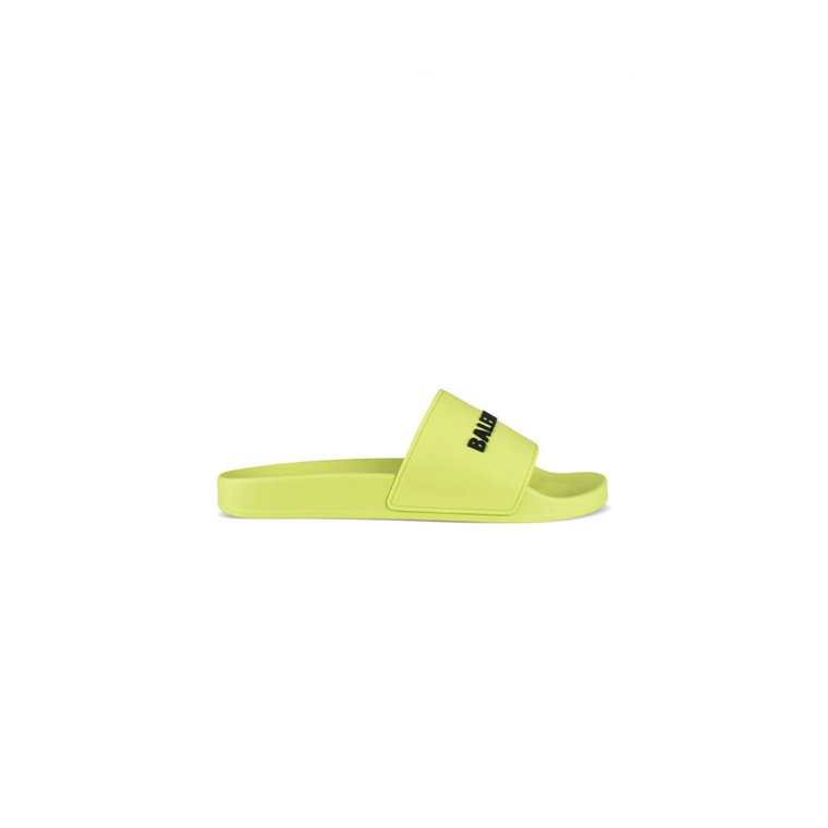 Neonowe Zielone Slip-On Slidersy dla Mężczyzn Balenciaga