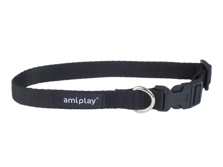 Obroża regulowana AMIPLAY Basic, czarna, rozmiar S, 1x20-35 cm