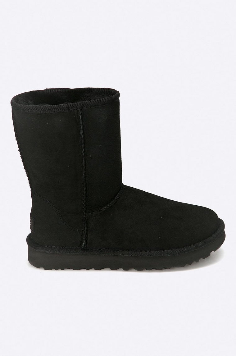 UGG śniegowce Classic Short II damskie kolor czarny na płaskim obcasie ocieplone 1016223.BLK