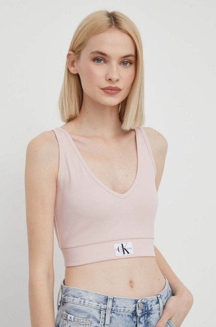 Calvin Klein Jeans top damski kolor różowy