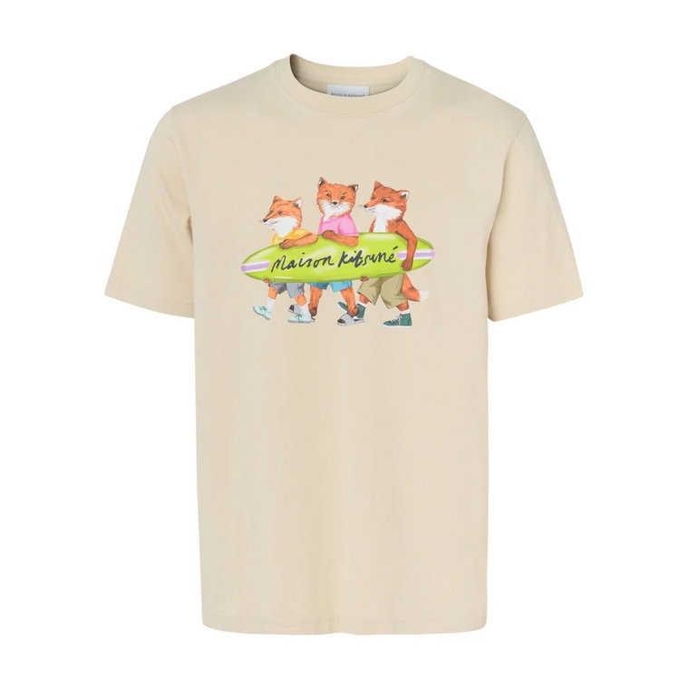 Komfortowy T-shirt Surfing Foxes Maison Kitsuné