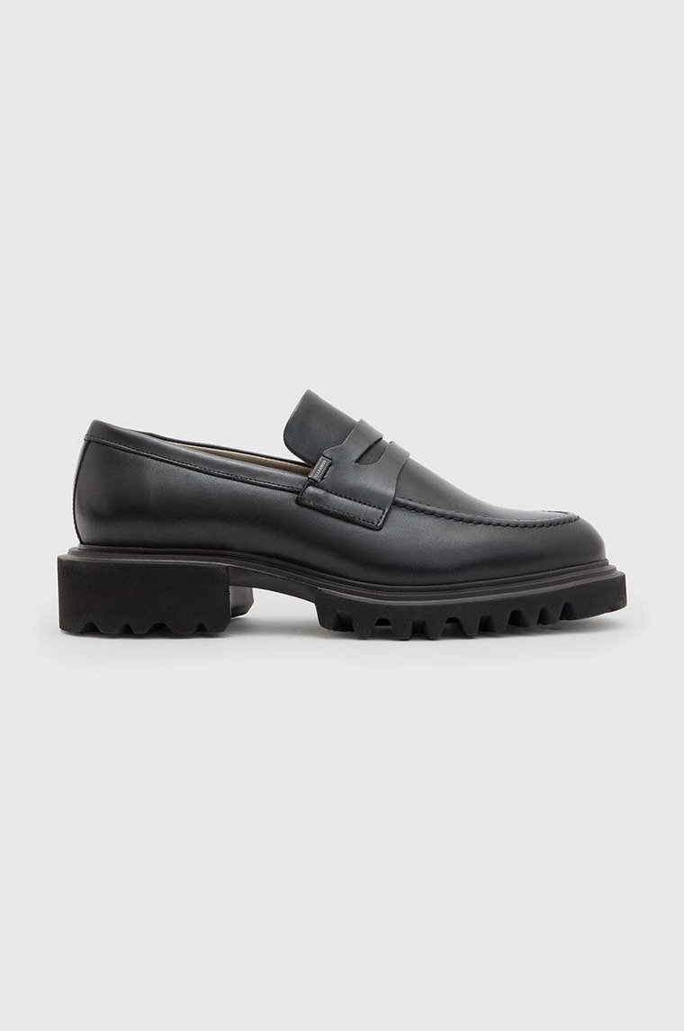 AllSaints mokasyny skórzane Lola Loafer damskie kolor czarny na platformie WF774Z