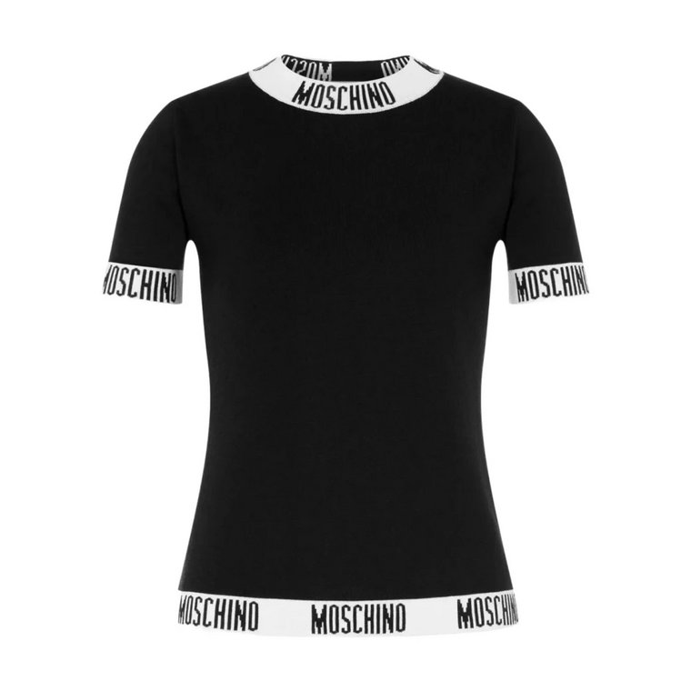 Czarny Sweter z Logoed Bands Moschino