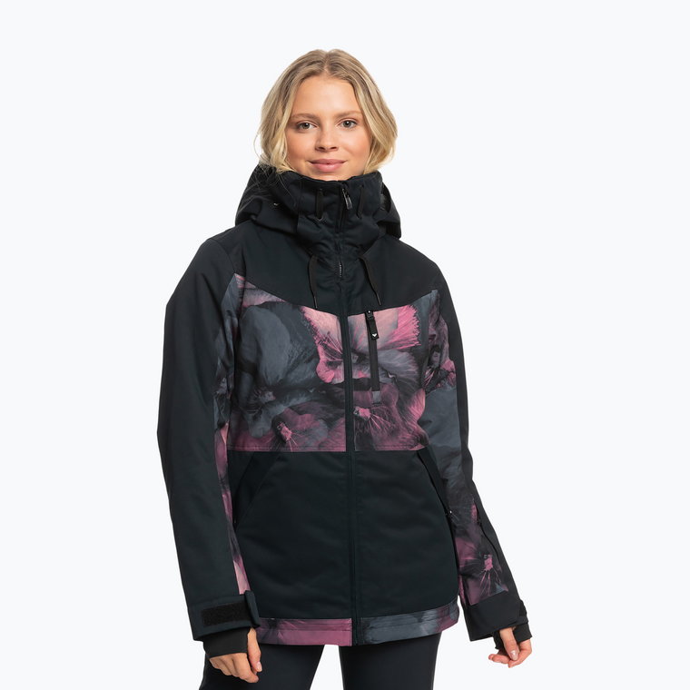 Kurtka snowboardowa damska ROXY Presence Parka true black pansy pansy