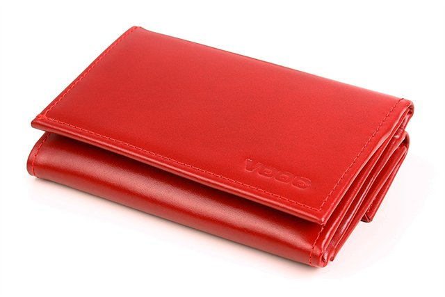Mały skórzany portfel damski KEMER VOOC PPD4 Czerwony - czerwony