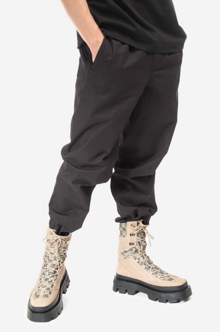 Wood Wood spodnie bawełniane Stanley Crispy Check Trousers kolor czarny proste 12235008.5274-BLACK