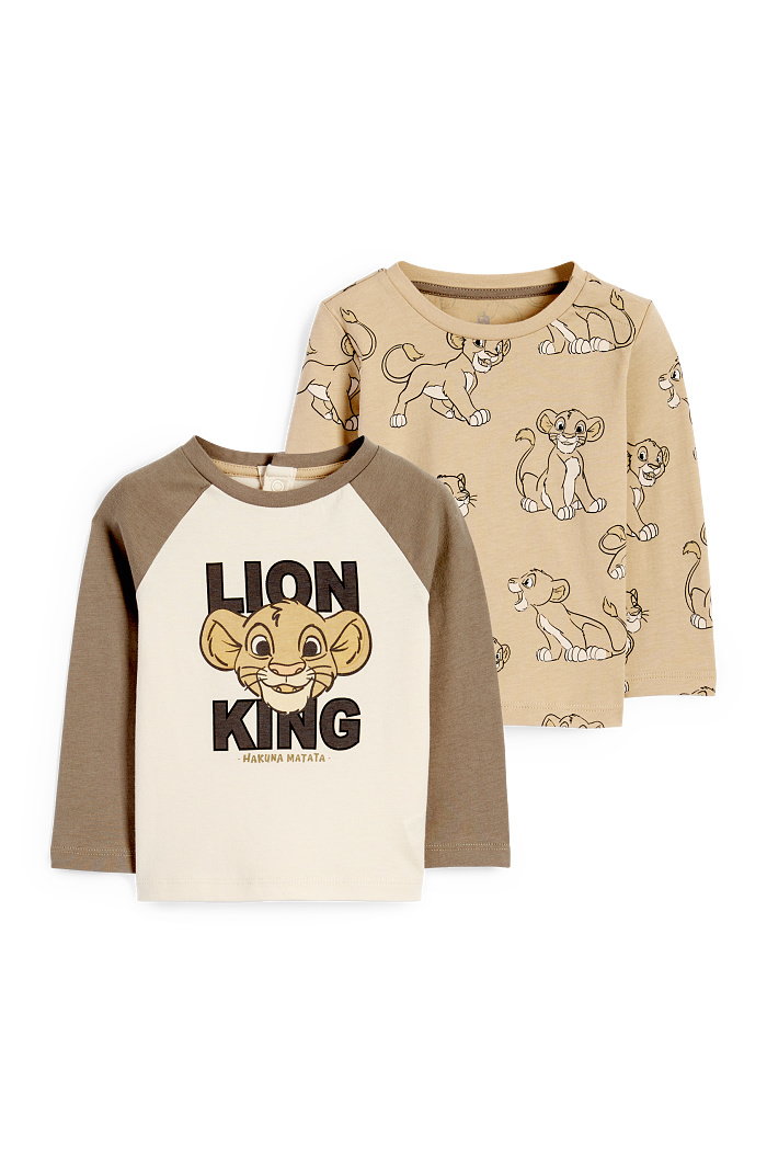 C&A Wielopak, 2 szt.-Król Lew-niemowlęca koszulka z długim rękawem, Brązowy, Rozmiar: 104