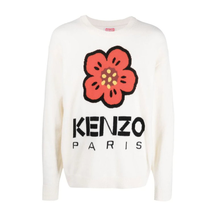 Biała Sweter Kwiatowy Kenzo