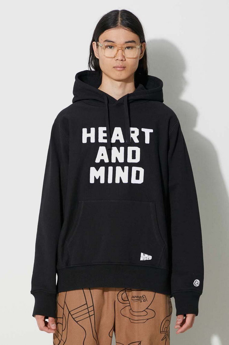 Billionaire Boys Club bluza bawełniana Heart and Mind Popover męska kolor czarny z kapturem z aplikacją B23433