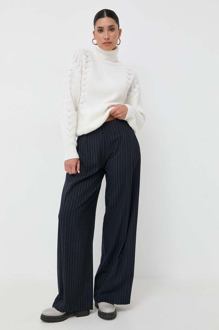 Silvian Heach spodnie damskie kolor granatowy szerokie high waist