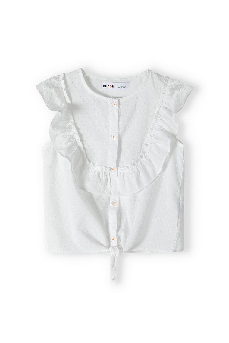 Biała bluzka bawełniana dla niemowlaka z falbanką