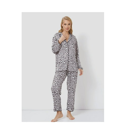 Piżama (koszula + spodnie) Aruelle Valencia pajama long XL Szara (5905616144344). Piżamy damskie