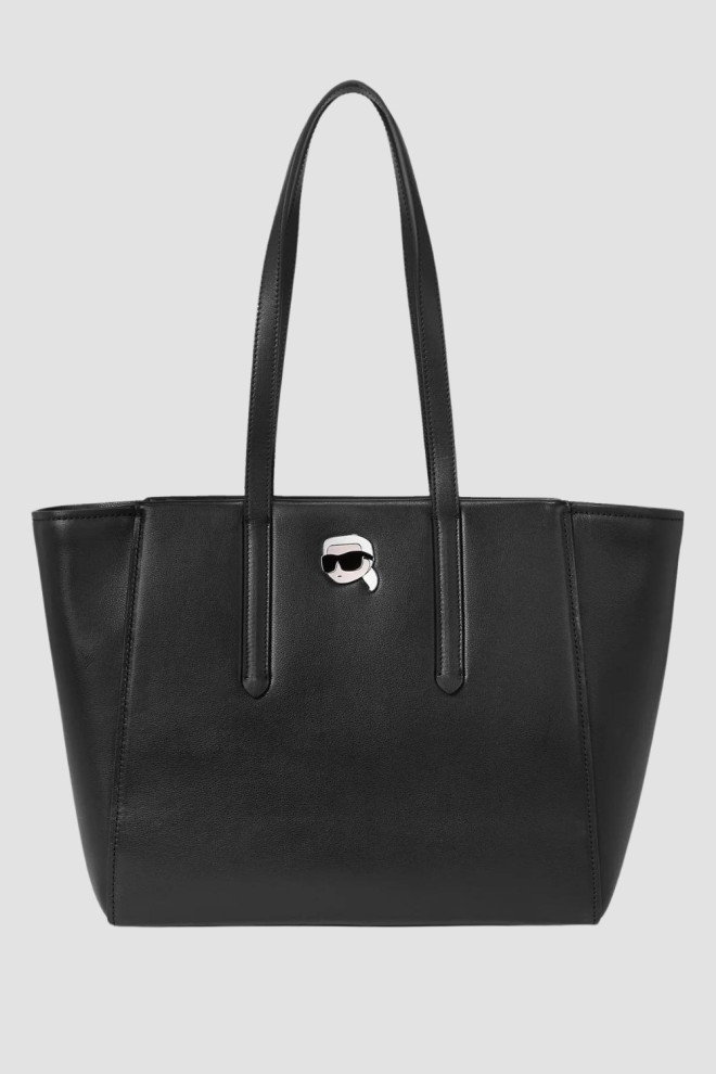 KARL LAGERFELD Czarna shopperka Leather Tote Pin