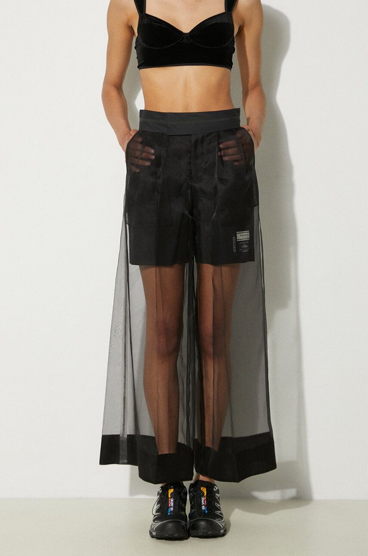Undercover spodnie jedwabne kolor czarny proste high waist UC1D1507.2