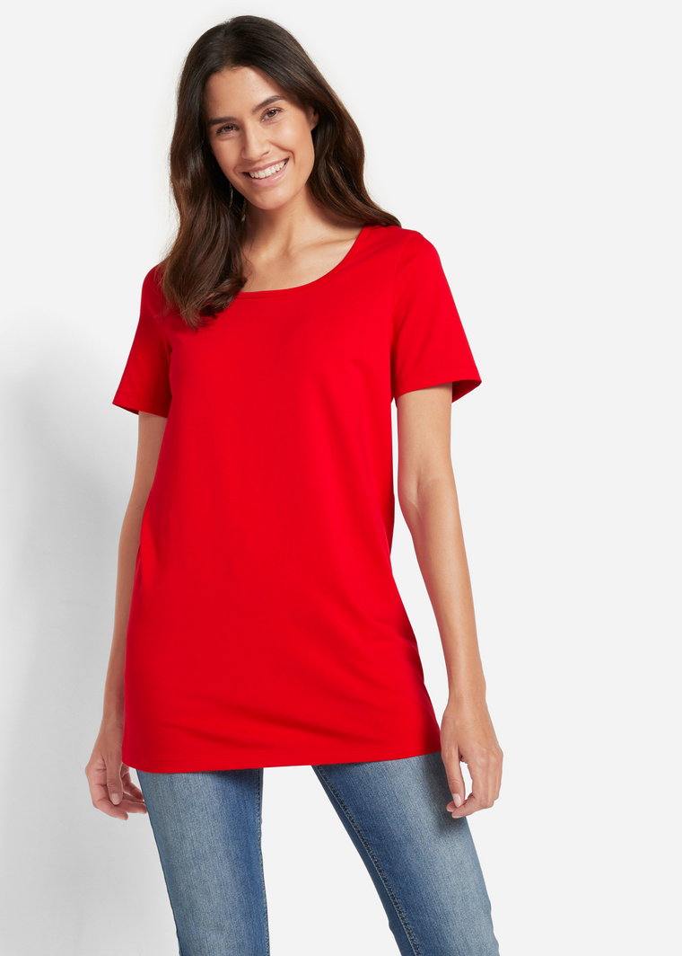 Długi t-shirt basic (2 szt.), krótki rękaw