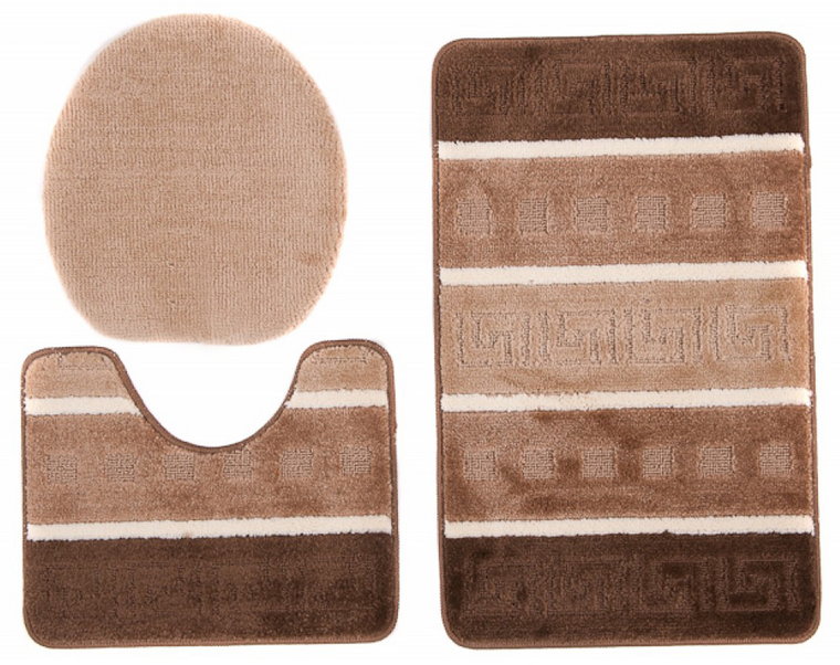 Antypoślizgowy brązowy komplet dywaników do łazienki - Gomos 4X