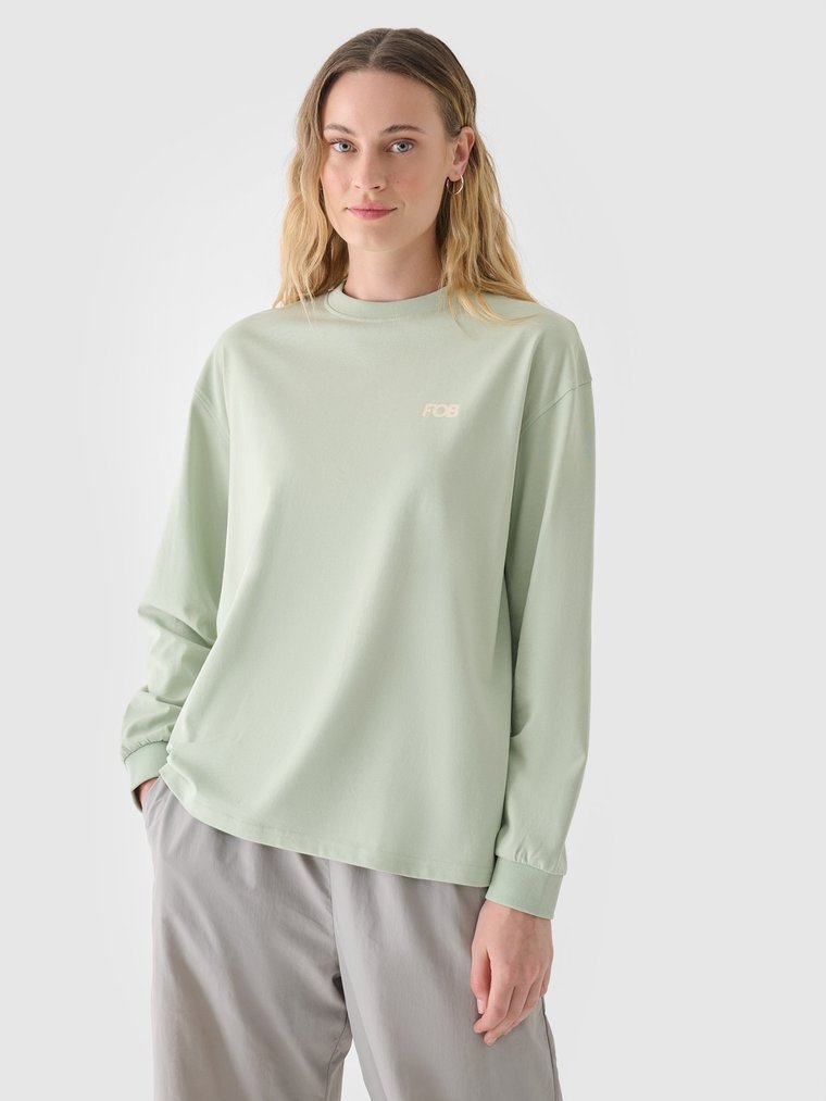 Longsleeve regular z nadrukiem damski - khaki