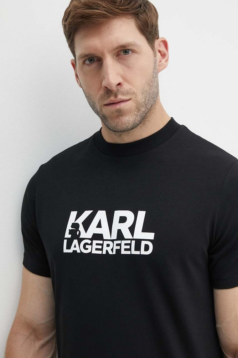 Karl Lagerfeld t-shirt męski kolor czarny z nadrukiem 543235.755087