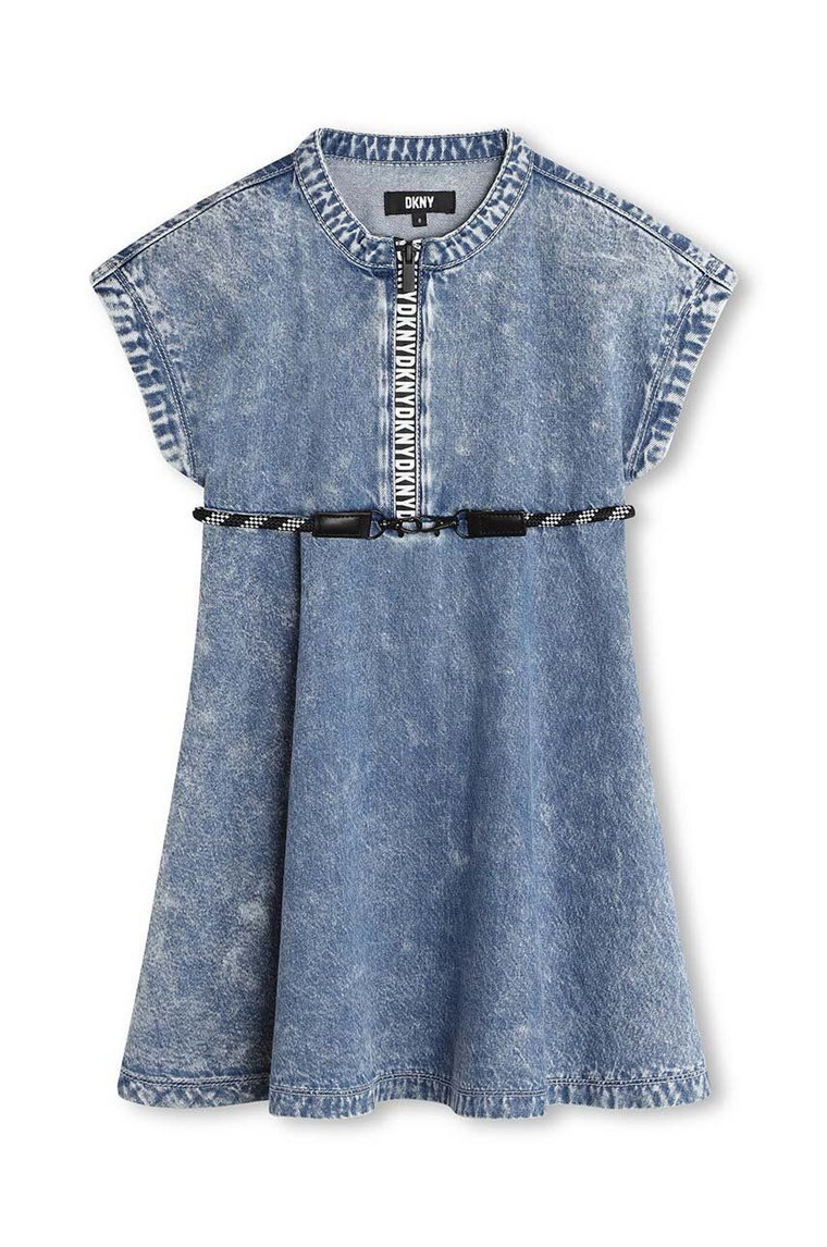 Dkny sukienka jeansowa dziecięca kolor niebieski mini rozkloszowana