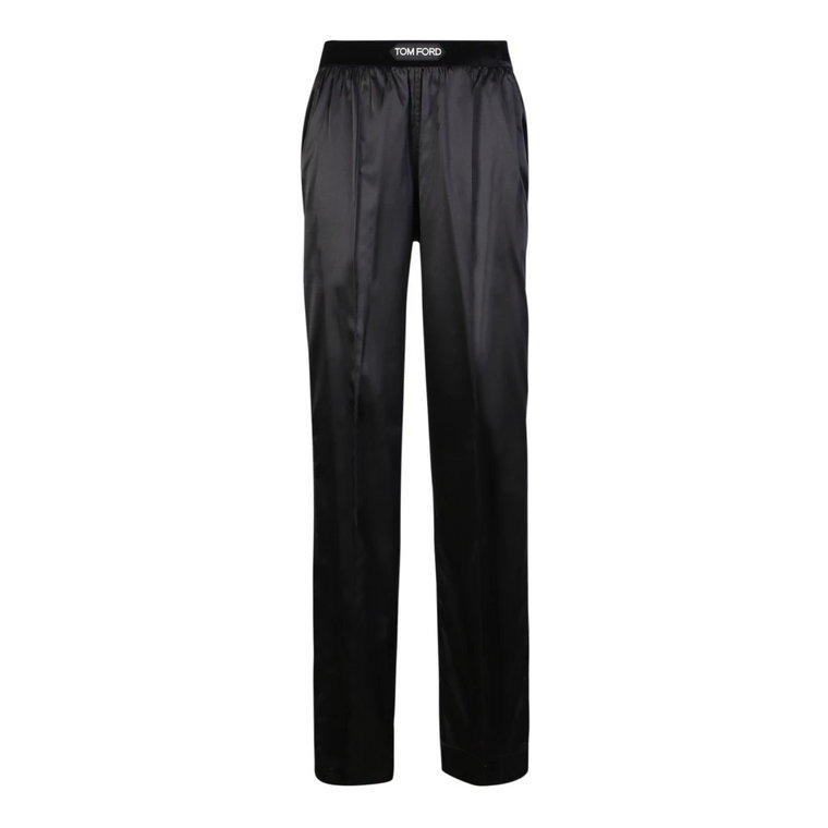 Eleganckie Czarne Spodnie z Jedwabnym Dodatkiem Tom Ford