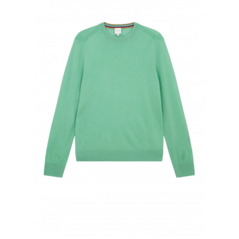 Zielony Sweter z Okrągłym Dekoltem z Wełny Merino Paul Smith