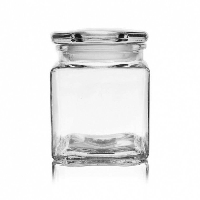 Pojemnik szklany kuchenny, słój, słoik kwadratowy z pokrywką, 0,95 l, retro kod: O-126487