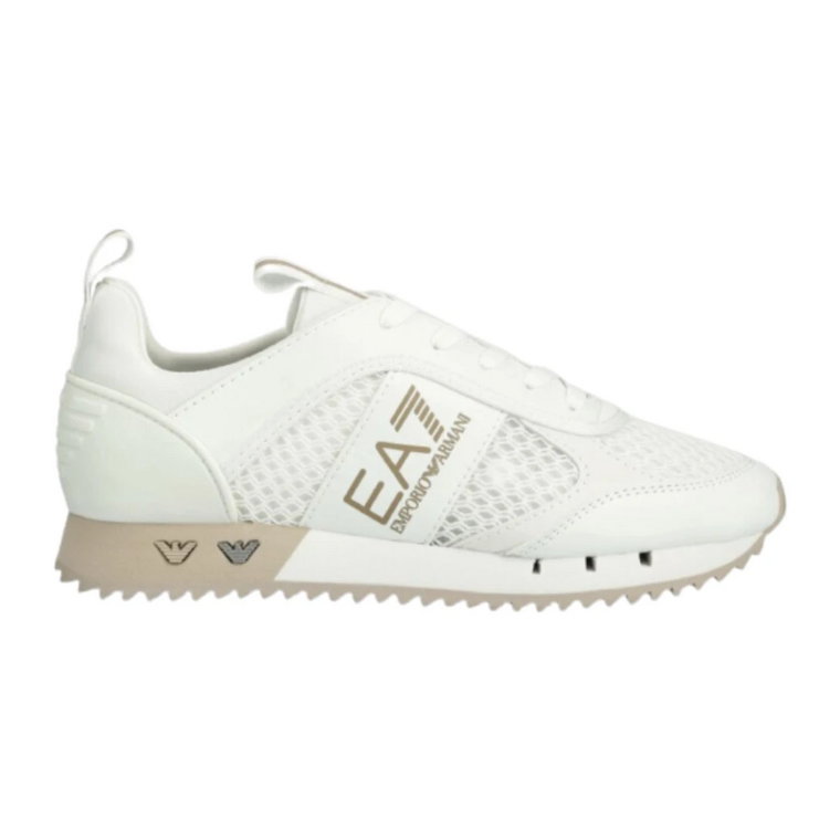 Białe Sneakersy z Szarymi Szczegółami Emporio Armani EA7