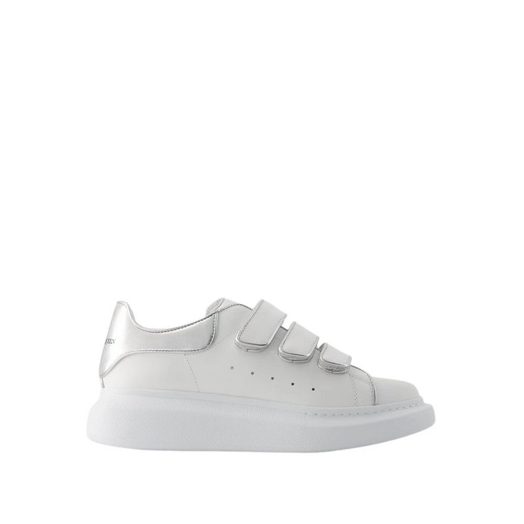 Białe/Srebrne Skórzane Oversized Sneakers Alexander McQueen