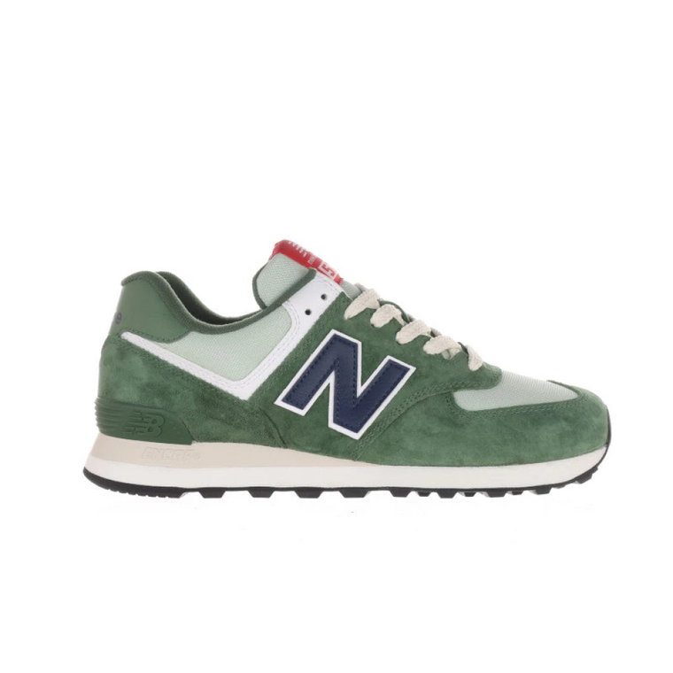 Zielone Sneakersy 574 z Zamszowymi Wstawkami i Niebieskimi Szczegółami New Balance