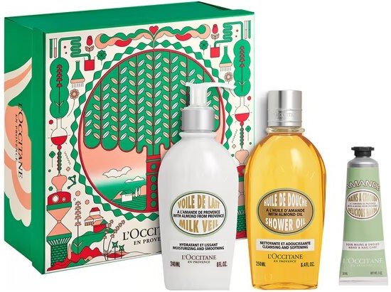 Zestaw kosmetyków do pielęgnacji L'Occitane Almond Krem do rąk 30 ml + Olejek pod prysznic 250 ml + Mleczko do ciała 240 ml (3253582010609). Zestawy kosmetyków do pielęgnacji