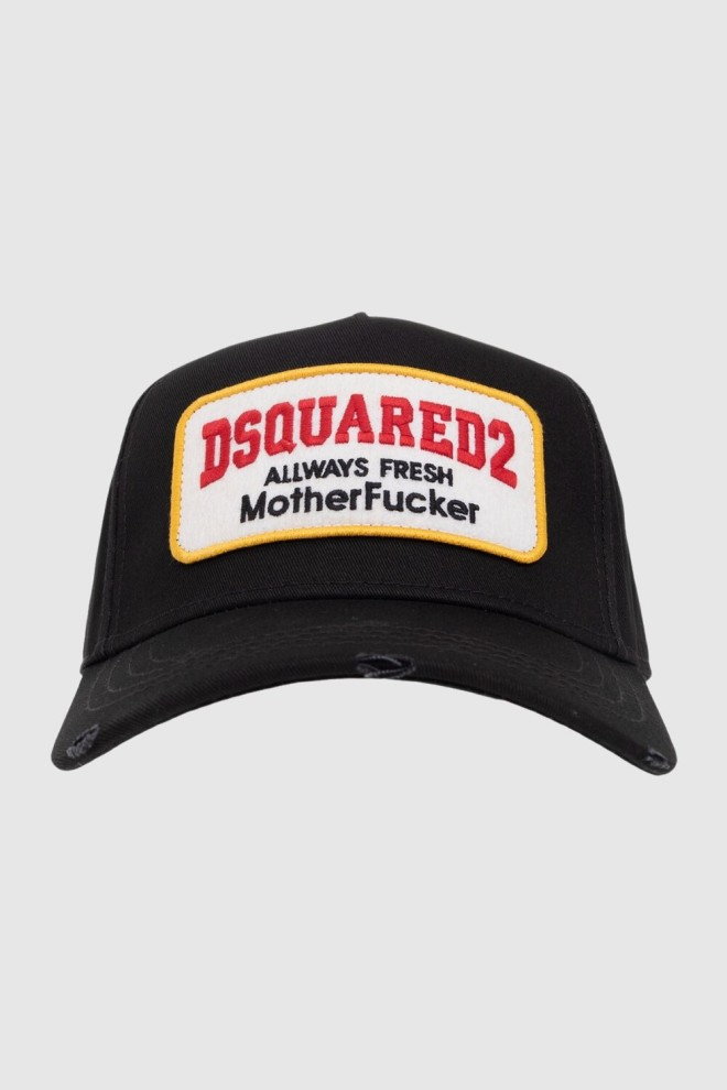 DSQUARED2 Czarna czapka z logo motherfucker