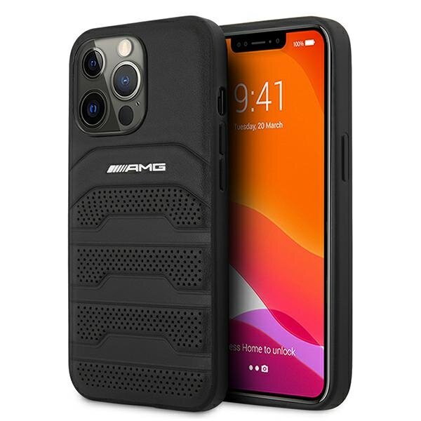 AMG AMHCP13LGSEBK iPhone 13 Pro / 13 6,1" czarny/black hardcase Leather Debossed Lines