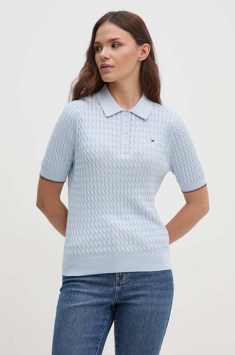 Tommy Hilfiger polo bawełniane kolor niebieski WW0WW41878