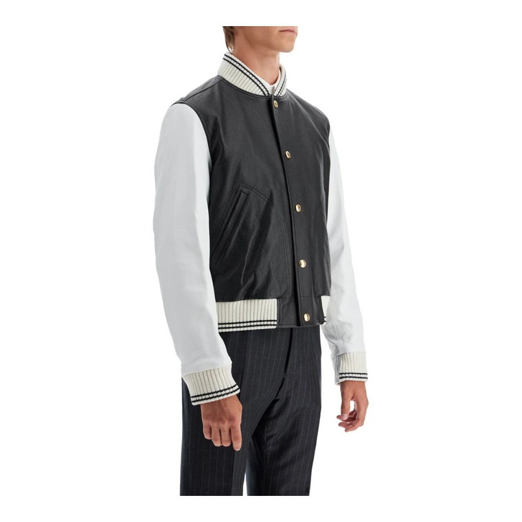 Kurtka Bomber Varsity z Skóry Thom Browne