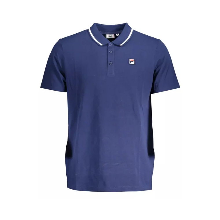 Niebieska Bawełniana Koszulka Polo z Logo Fila