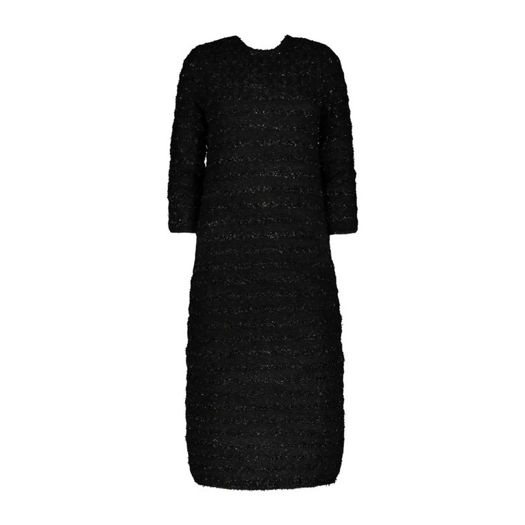 Czarna Sukienka z Wełny Tweed Balenciaga